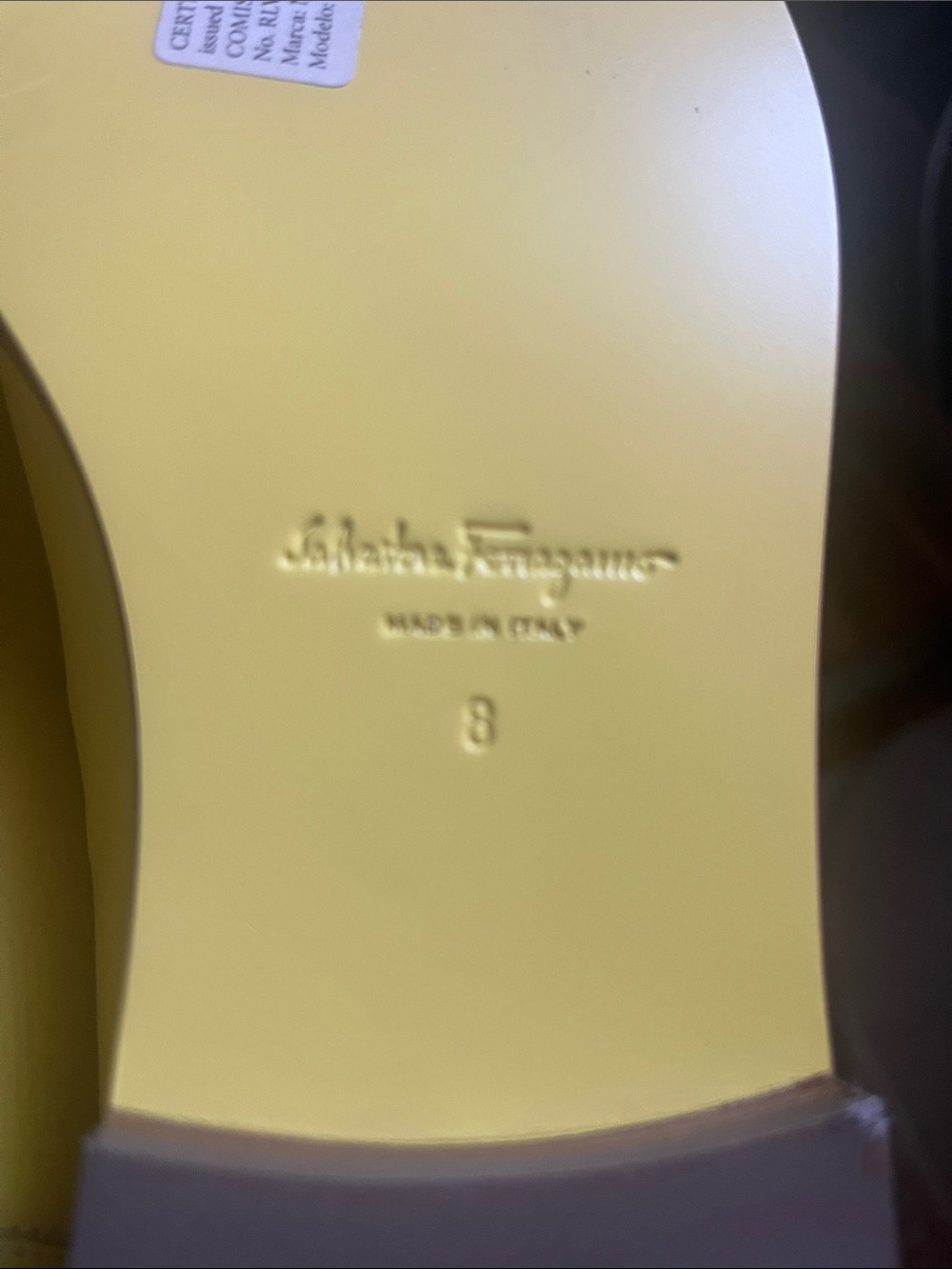 Size 8 Salvatore Ferragamo Bright Yellow Patent Leather Vara Loafers - Picture 8 of 12